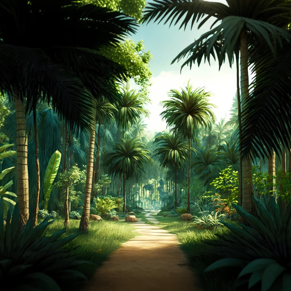 Tropical Photo Backdrop Tropical Jungle Trail Summer Backdrop GTY3-289