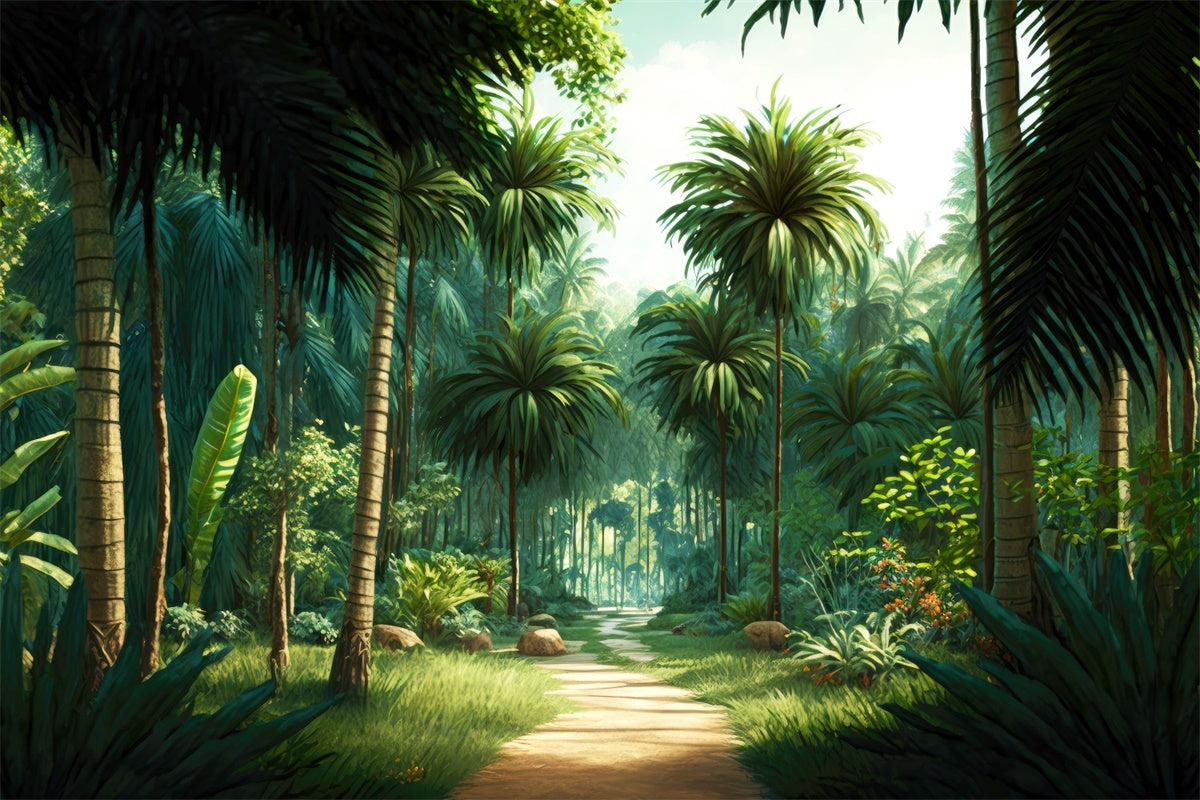 Tropical Photo Backdrop Tropical Jungle Trail Summer Backdrop GTY3-289