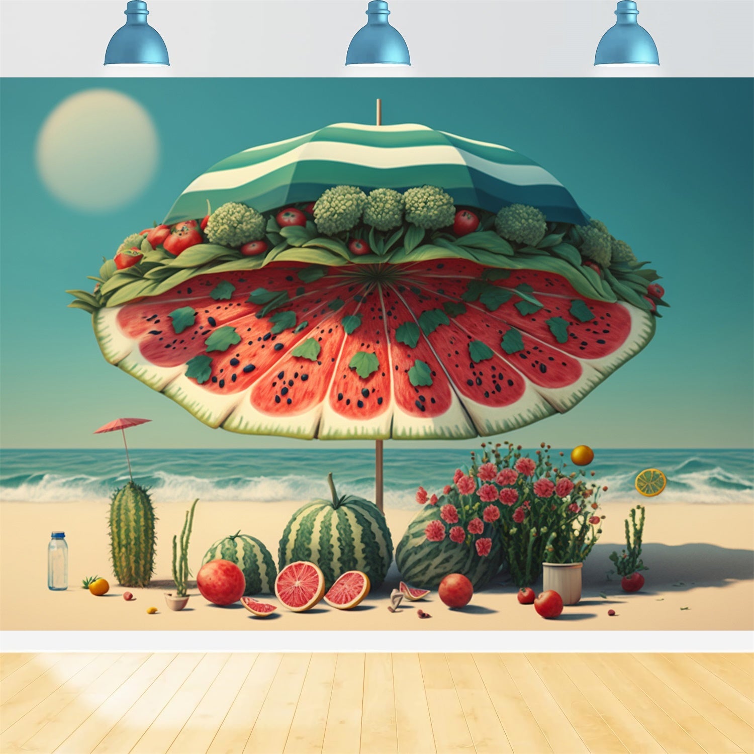Summer Backdrops Watermelon Umbrella Fruit Beach Summer Backdrop GTY3-290