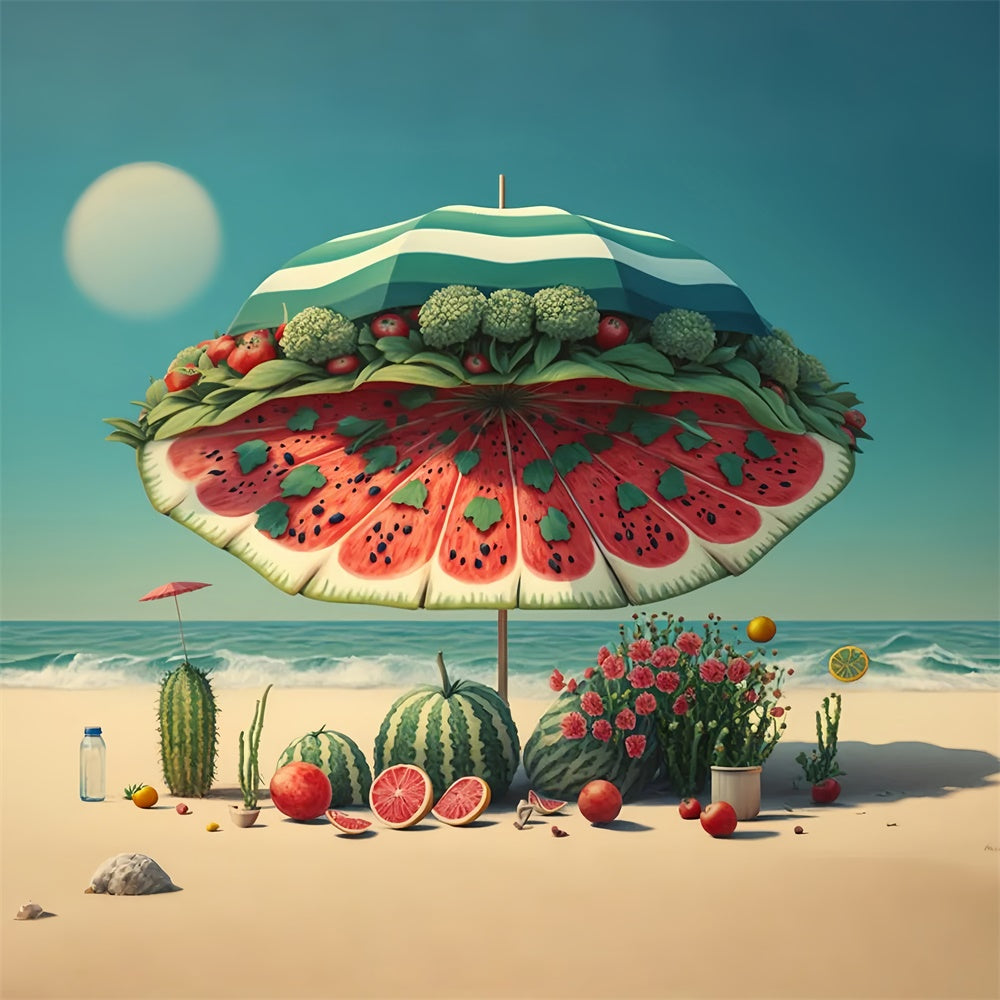 Summer Backdrops Watermelon Umbrella Fruit Beach Summer Backdrop GTY3-290