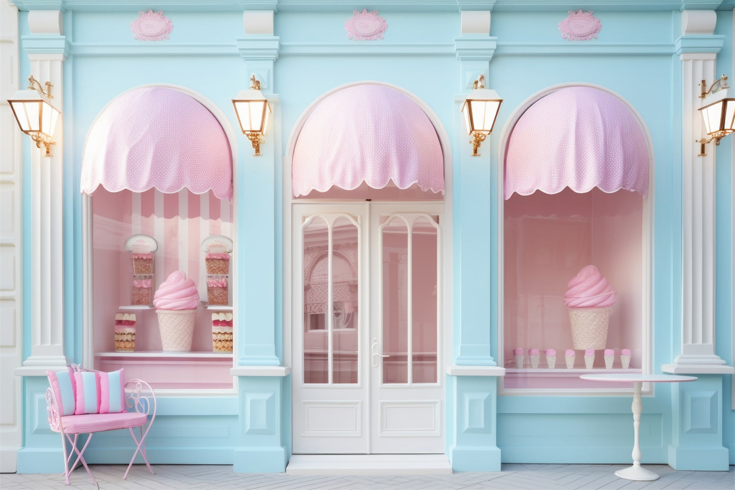 Summer Backdrops Pastel Dessert Store Summer Backdrop GTY3-296