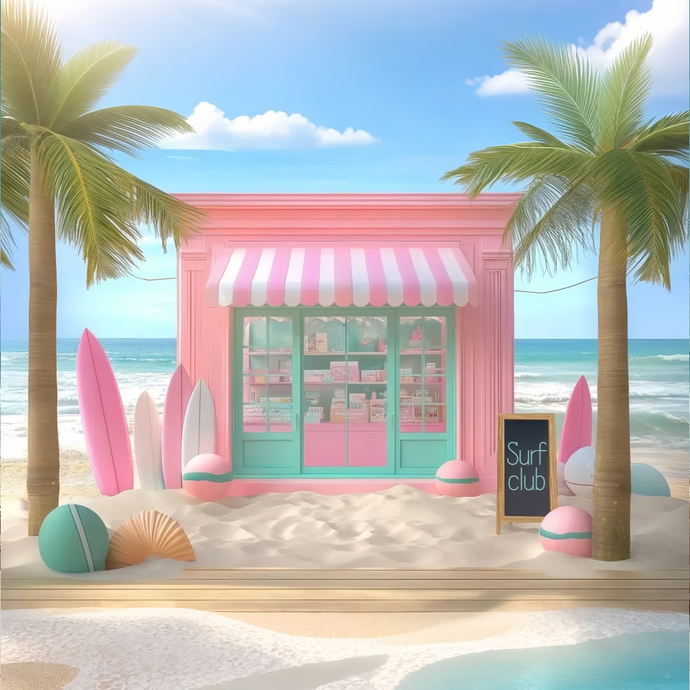 Summer Photo Backdrop Pink Surfboards Beach Shop Backdrop GTY3-313