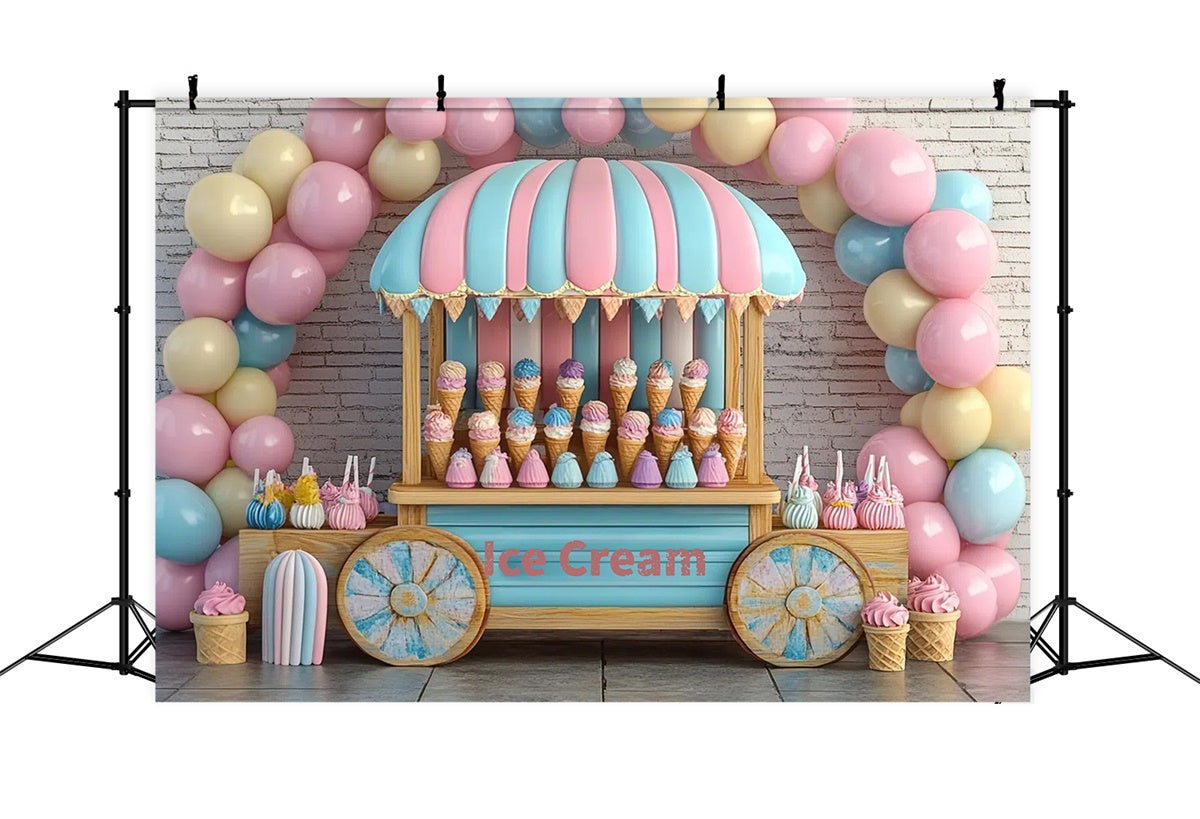 Summer Photo Backdrop Candy Cart Ice Cream Backdrop GTY3-411