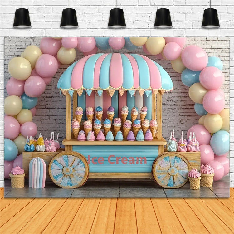 Summer Photo Backdrop Candy Cart Ice Cream Backdrop GTY3-411