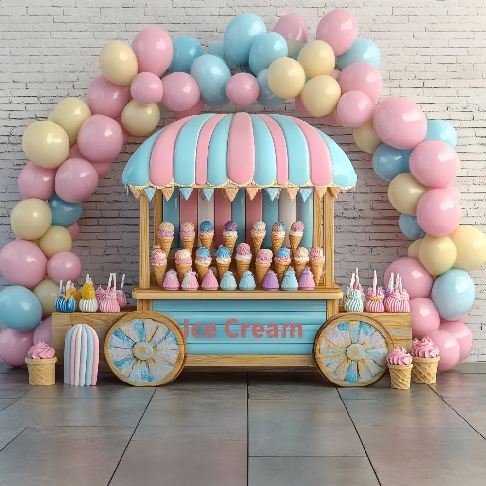 Summer Photo Backdrop Candy Cart Ice Cream Backdrop GTY3-411