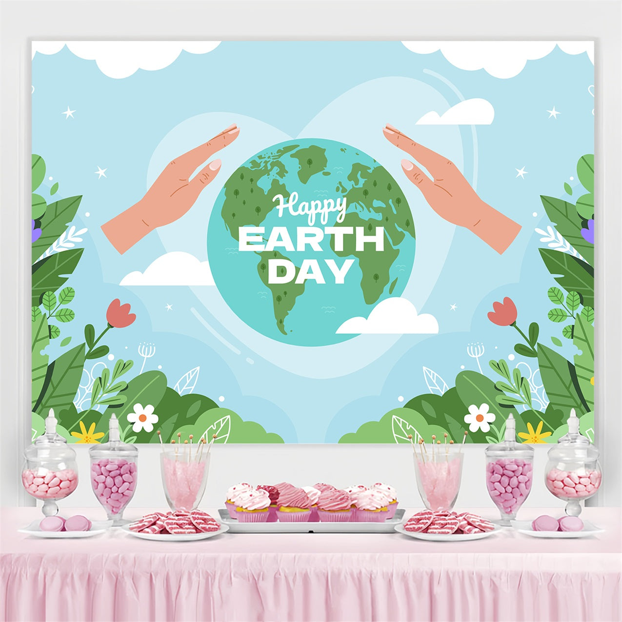 Happy Earth Day Backdrop Earth Care Nature Theme Backdrop GTY3-48