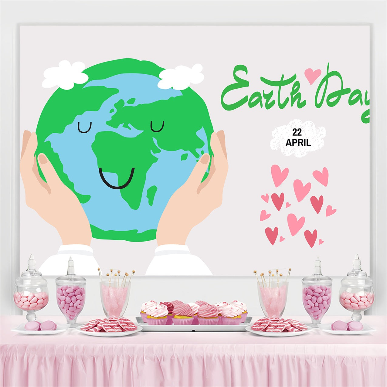 Happy Earth Day Backdrop Green Earth Love Theme Backdrop GTY3-55