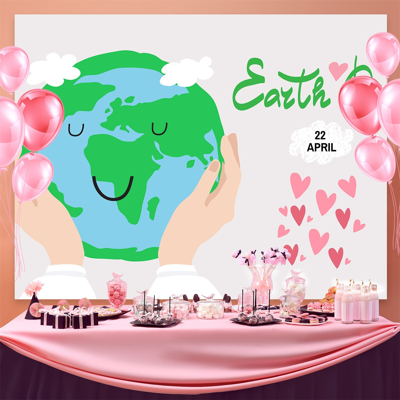 Happy Earth Day Backdrop Green Earth Love Theme Backdrop GTY3-55