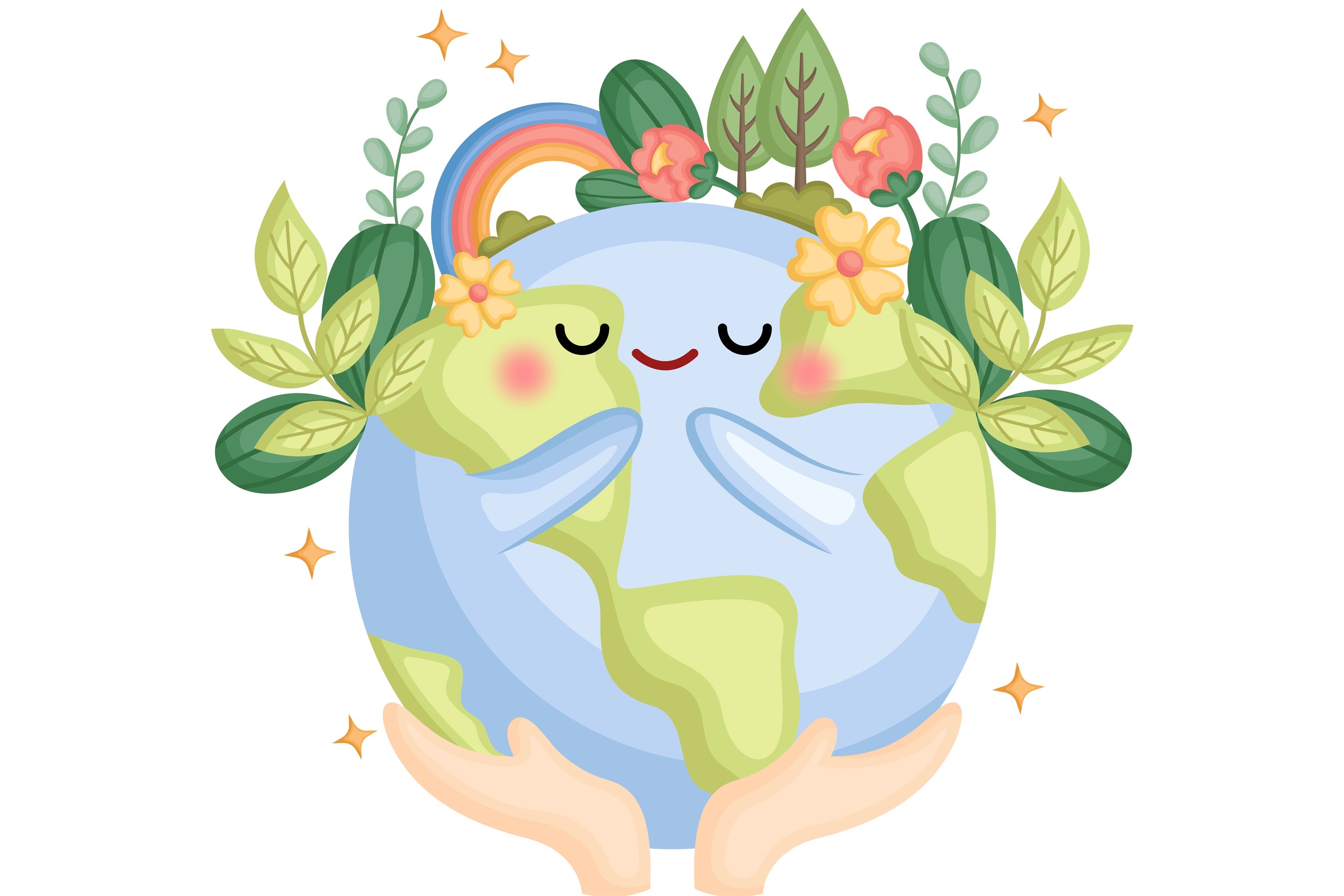 Happy Earth Day Backdrop Cute Planet Hugging Nature Backdrop GTY3-57