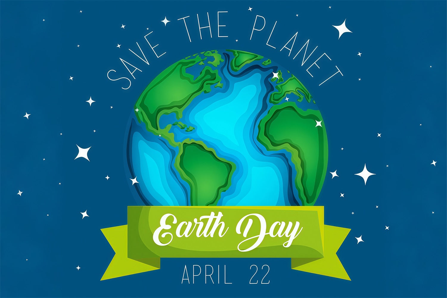 Happy Earth Day Backdrop Save The Planet Blue Earth Backdrop GTY3-58