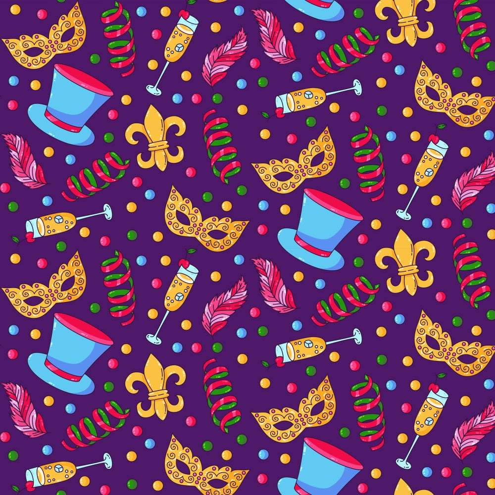 Purim Backdrop Golden Mask Feathers Party Backdrop GTY3-6