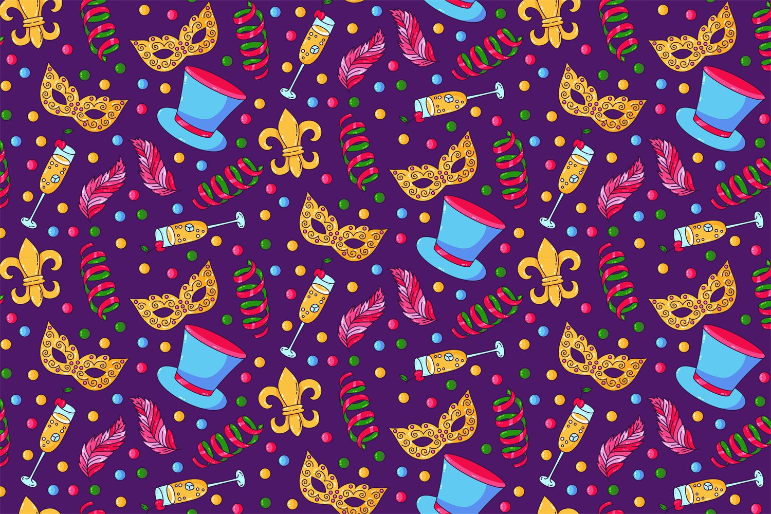 Purim Backdrop Golden Mask Feathers Party Backdrop GTY3-6