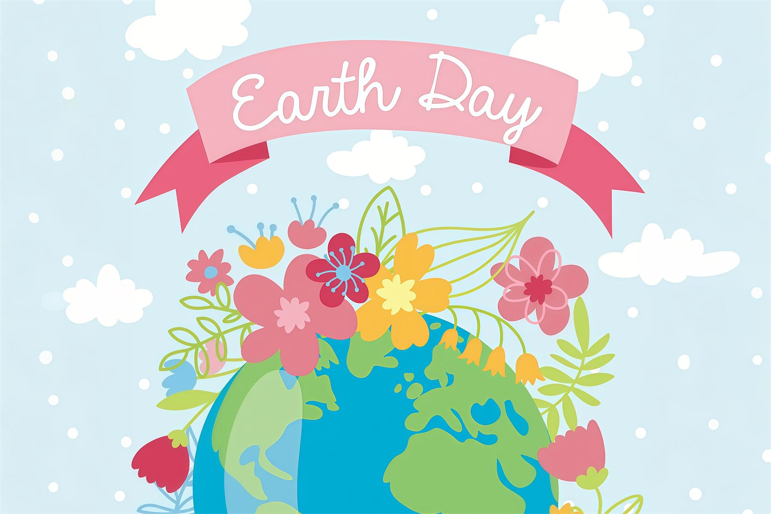 Happy Earth Day Backdrop Floral Earth Day Celebration Backdrop GTY3-66