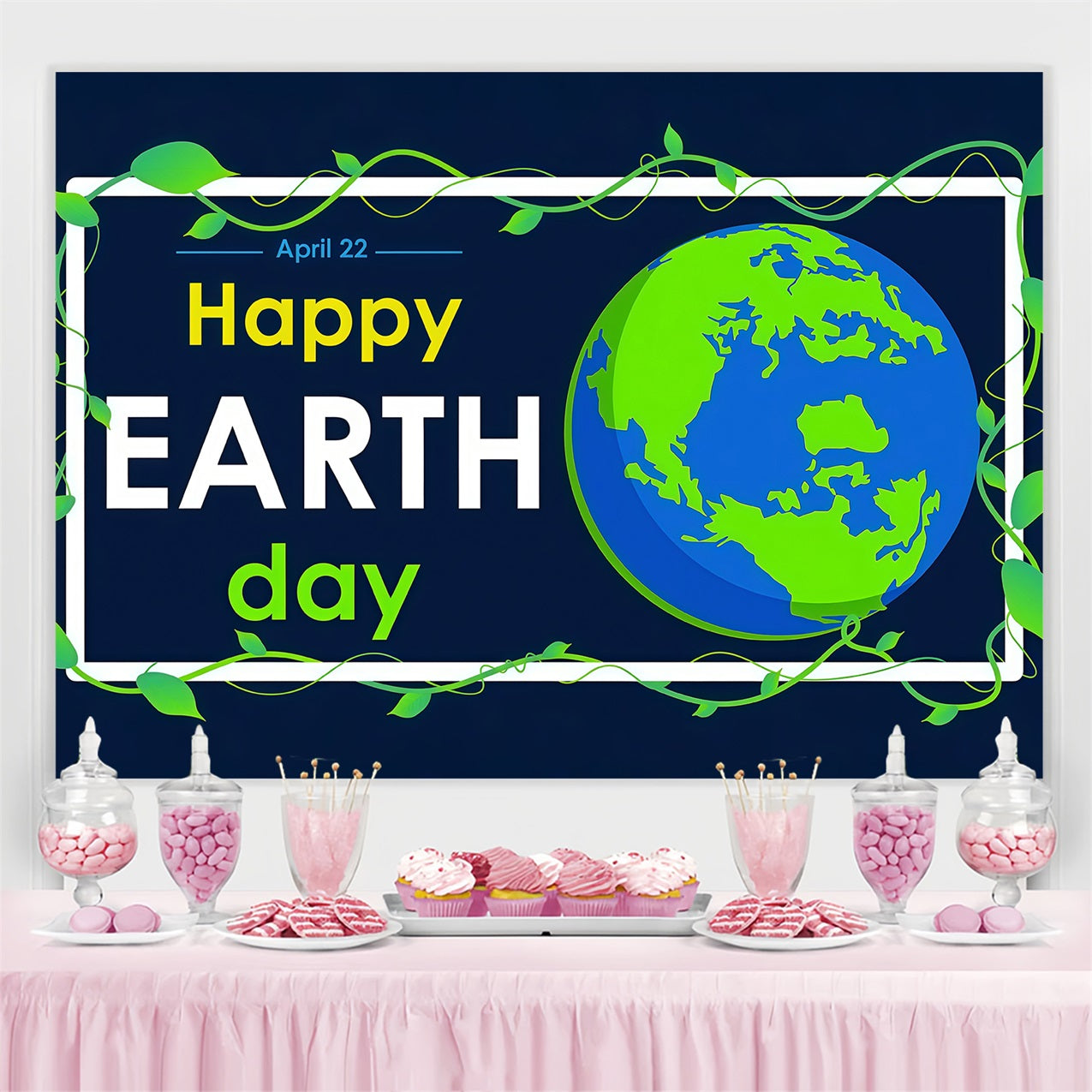 Happy Earth Day Backdrop Modern Earth Celebration April 22 Backdrop GTY3-69