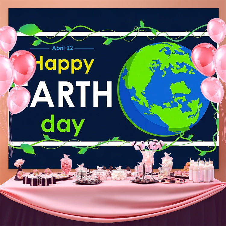 Happy Earth Day Backdrop Modern Earth Celebration April 22 Backdrop GTY3-69