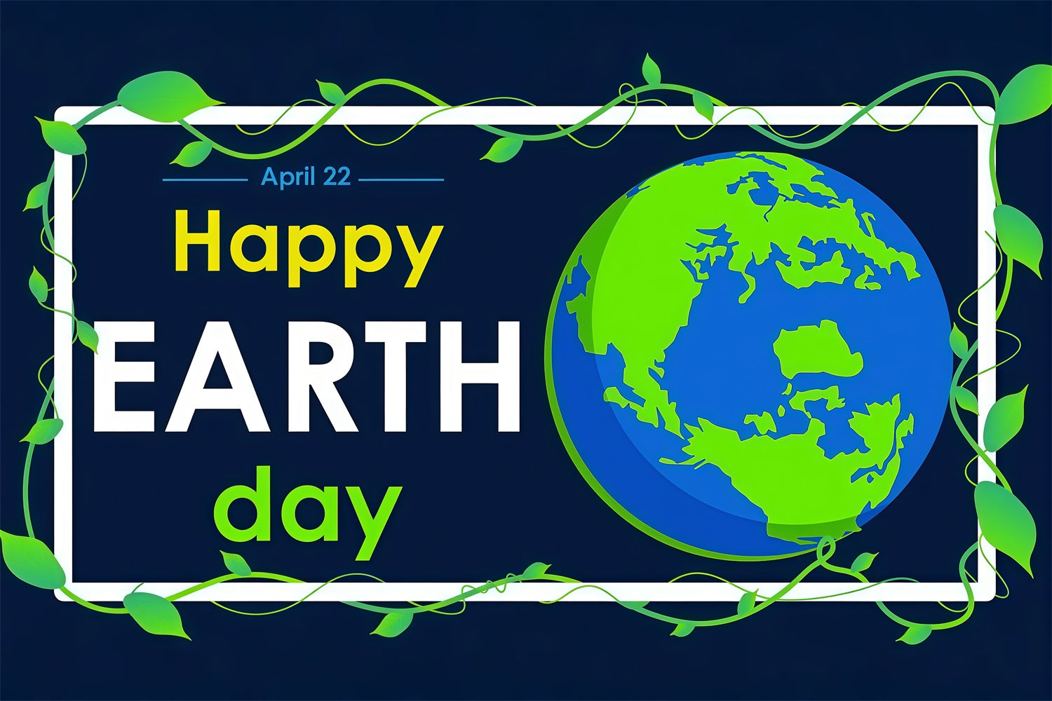 Happy Earth Day Backdrop Modern Earth Celebration April 22 Backdrop GTY3-69