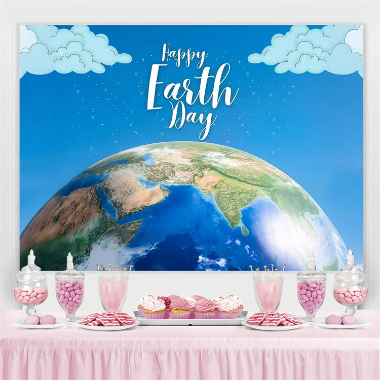Happy Earth Day Backdrop Cloudy Cloudy Sky Planet Backdrop GTY3-71