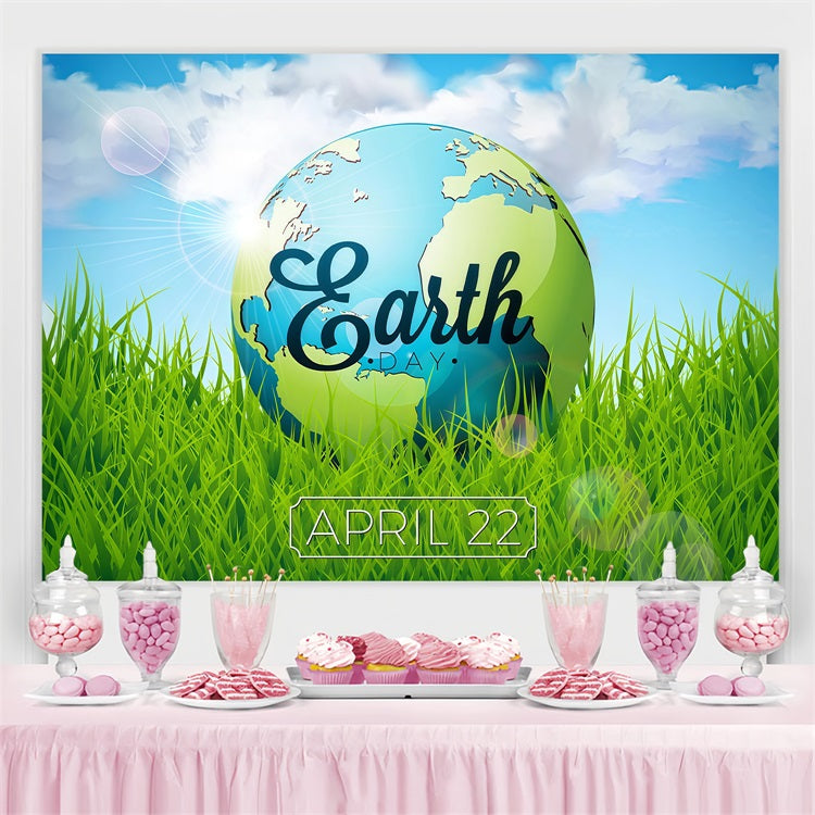 Happy Earth Day Backdrop Green Grass April 22 Backdrop GTY3-74