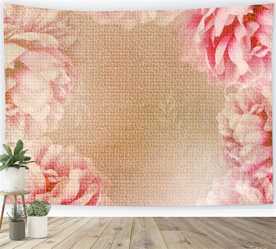 Portrait Backdrops Vintage Floral Canvas Beige Backdrop GTY3-82