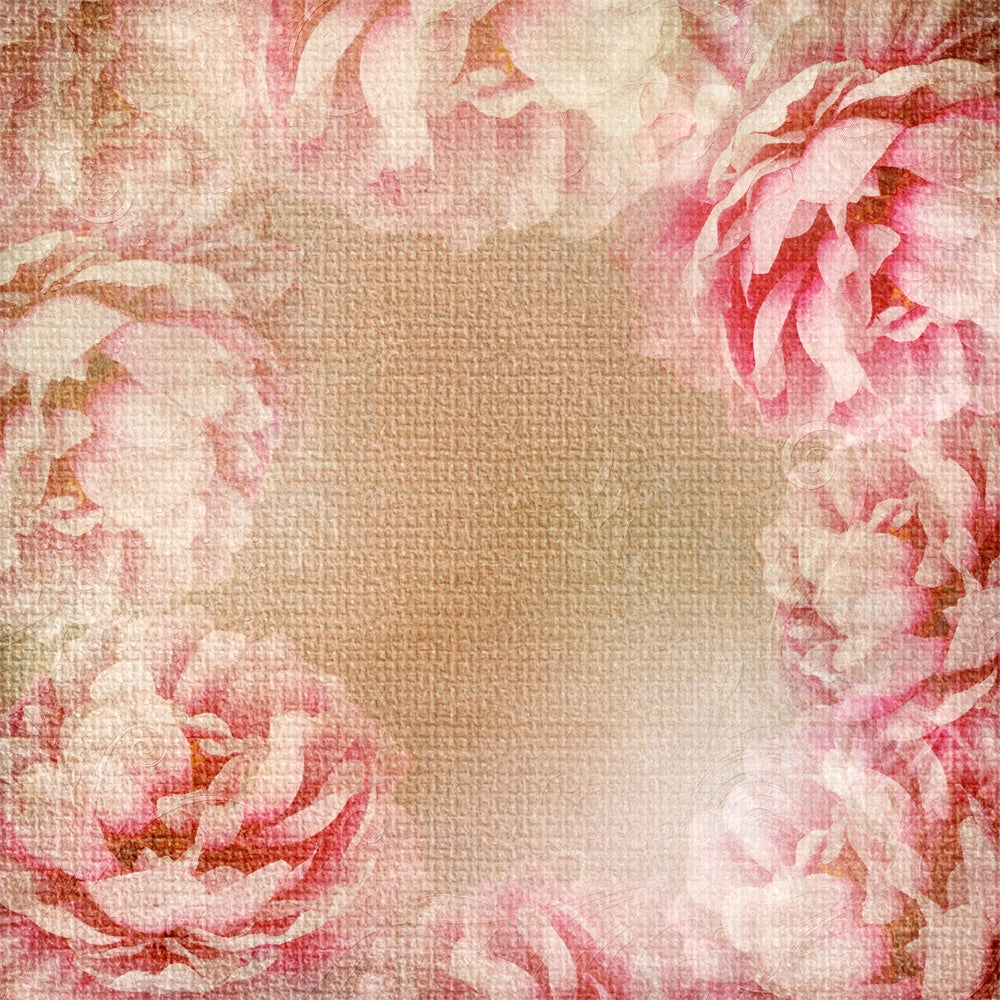 Portrait Backdrops Vintage Floral Canvas Beige Backdrop GTY3-82