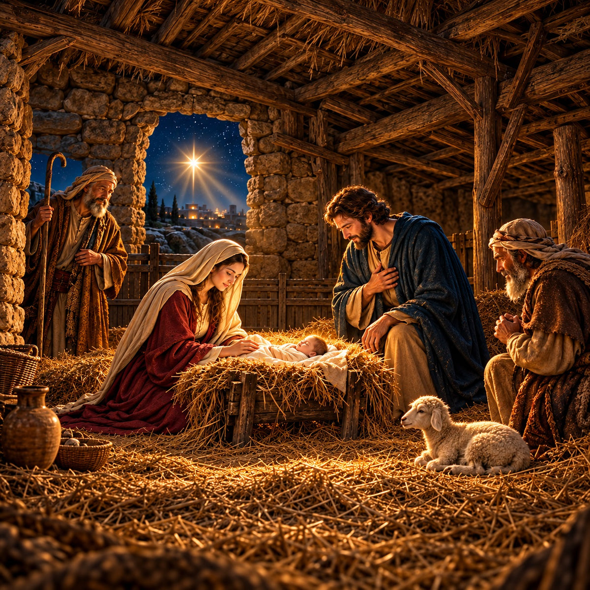 Nativity Christmas Garage Door Cover Starry Jesus Manger Christmas Garage Door Cover HQ610-10-1 Car