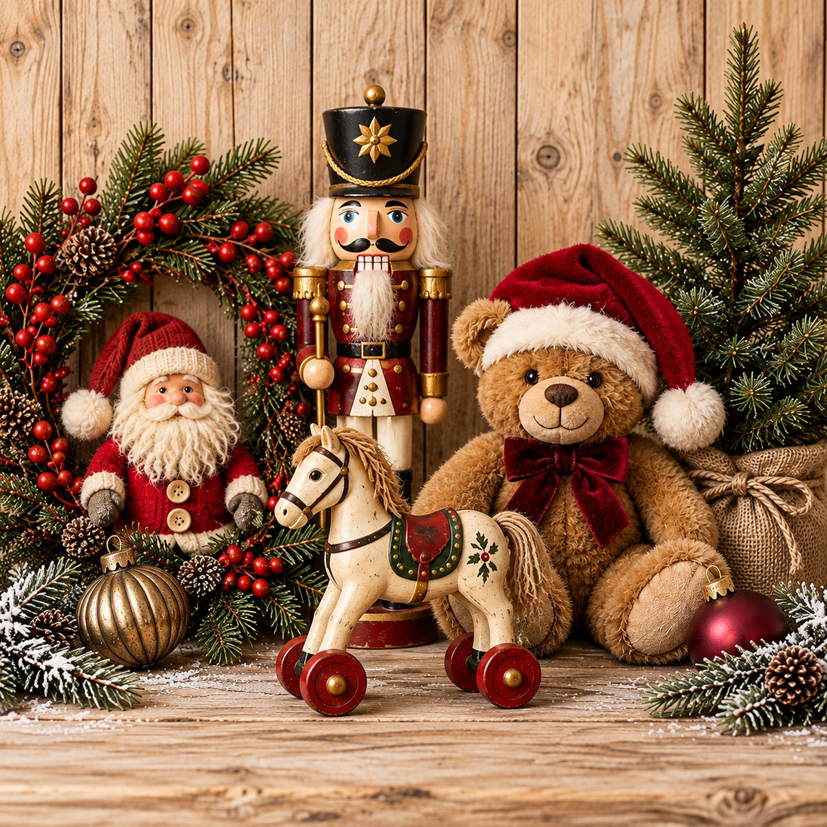 Nutcracker Christmas Garage Door Cover Rustic Santa Toys Christmas Holiday Garage Door Cover HQ610-100-1 Car