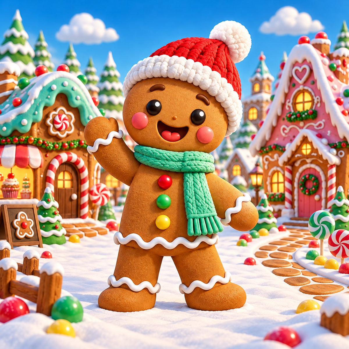 Gingerbread Christmas Garage Door Cover Snow Candy Village Christmas Garage Door Cover HQ610-103-1 Car