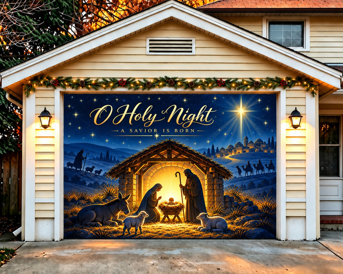 Bethlehem Christmas Garage Door Cover Holy Night Nativity Christmas Outdoor Garage Door Decor HQ610-110-1 Car