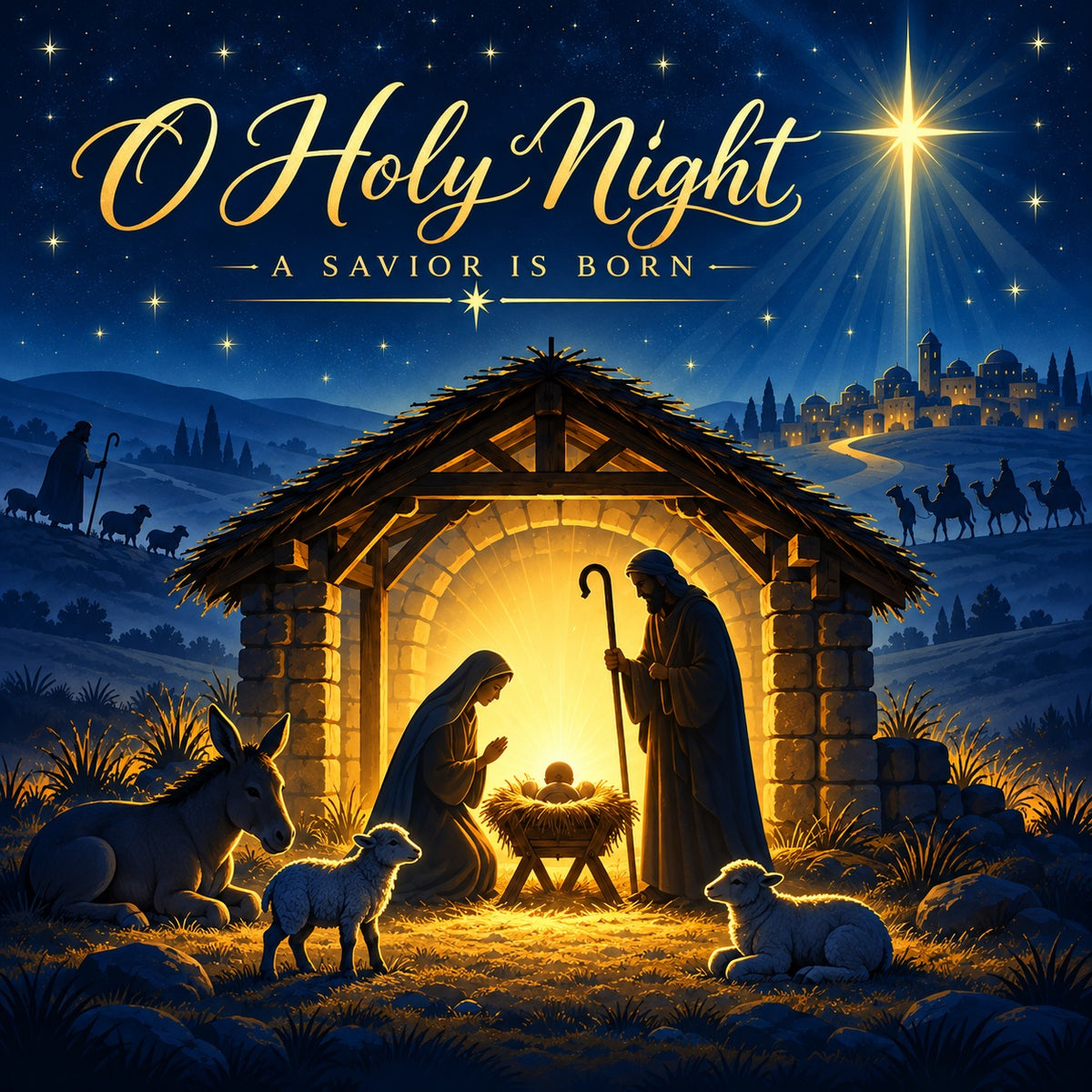 Bethlehem Christmas Garage Door Cover Holy Night Nativity Christmas Outdoor Garage Door Decor HQ610-110-1 Car