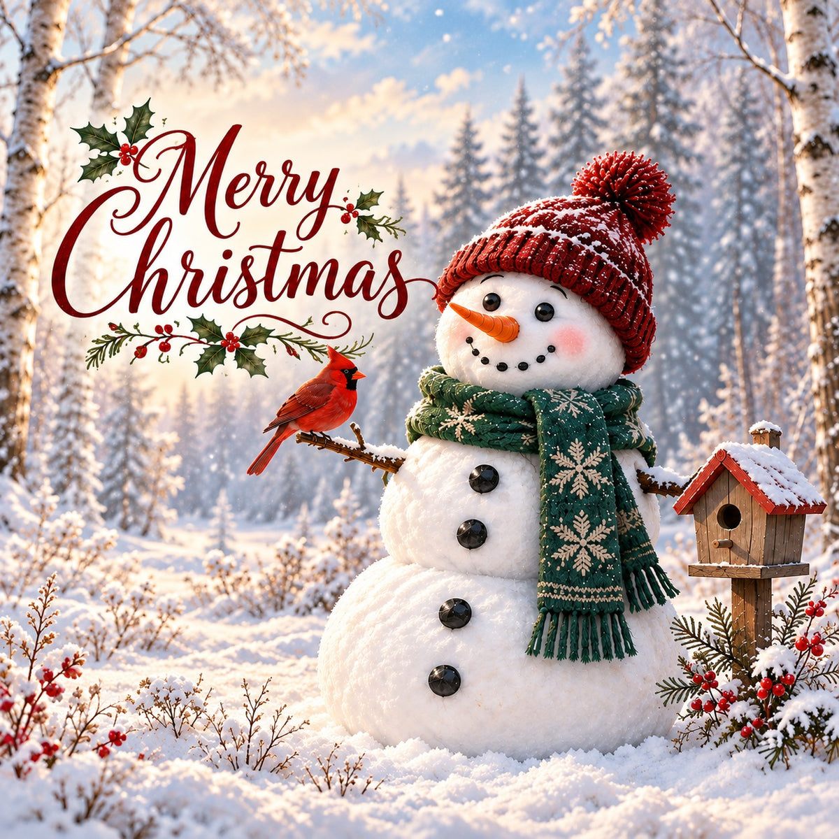 Snowman Christmas Garage Door Cover Snow Cardinal Forest Christmas Garage Door Banner Decoration HQ610-111-1 Car