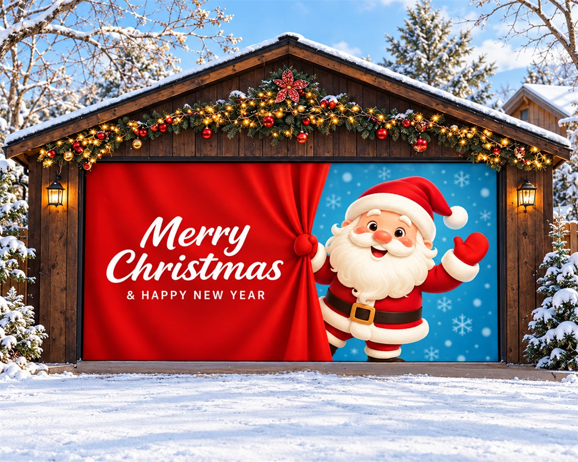 Merry Christmas Garage Door Cover Santa Curtain Greeting Christmas Garage Door Decoration HQ610-131-2 Car