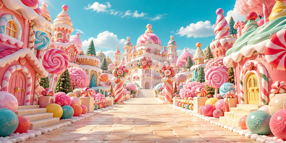Candyland Christmas Garage Door Banner Pastel Candy Castle Outdoor Christmas Garage Door Cover HQ610-135-2 Car