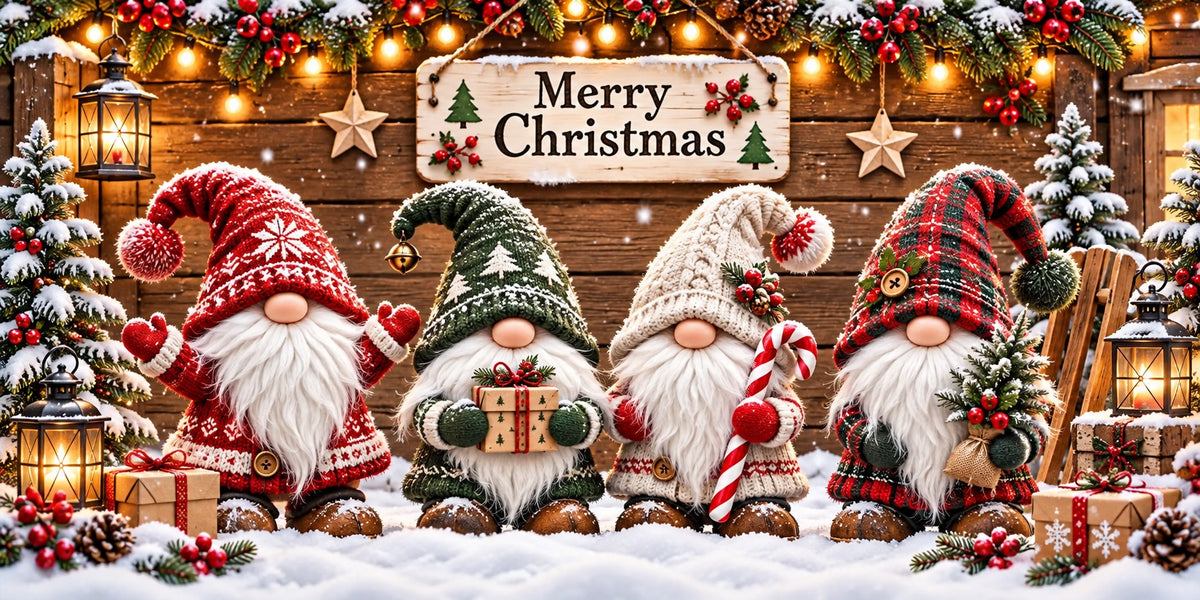 Cute Christmas Garage Door Cover Snowy Gnome Garland Christmas Outdoor Garage Door Decor HQ610-137-2 Car