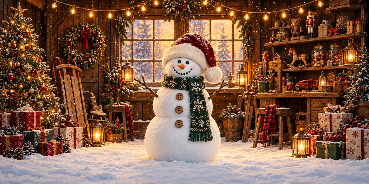 Rustic Christmas Garage Door Cover Snowman Santa Workshop Christmas Garage Door Banner HQ610-142-2 Car