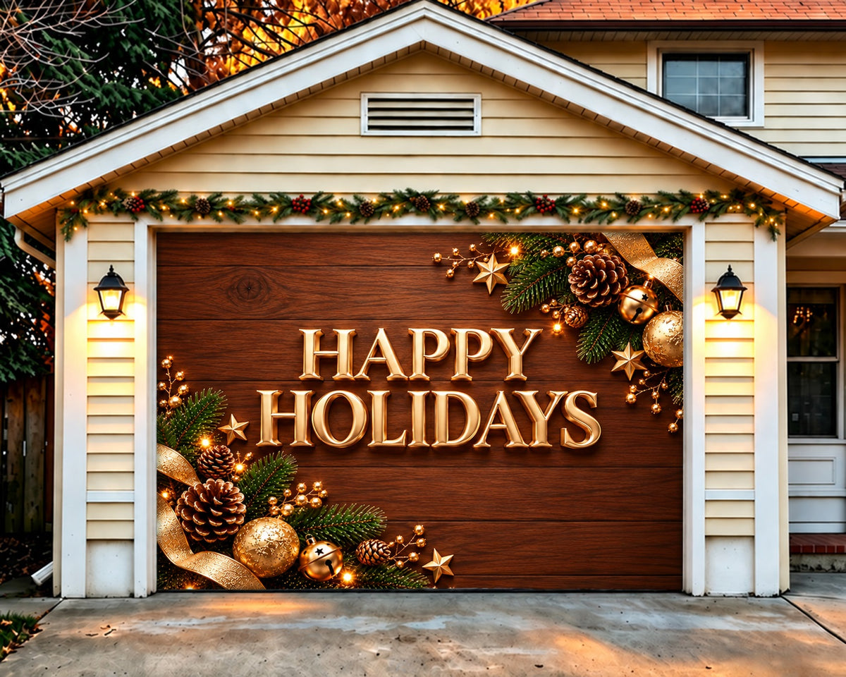 Christmas Ornament Garage Door Cover Wooden Holiday Typography Christmas Garage Door Cover HQ610-148-1 Car