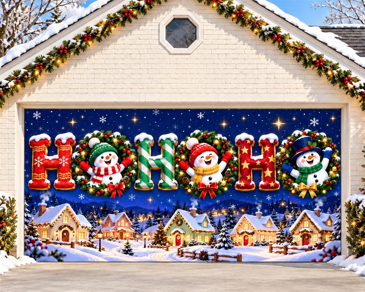 Funny Christmas Garage Door Cover Snowman Greeting Village Christmas Garage Door Decoration HQ610-149-2 Car