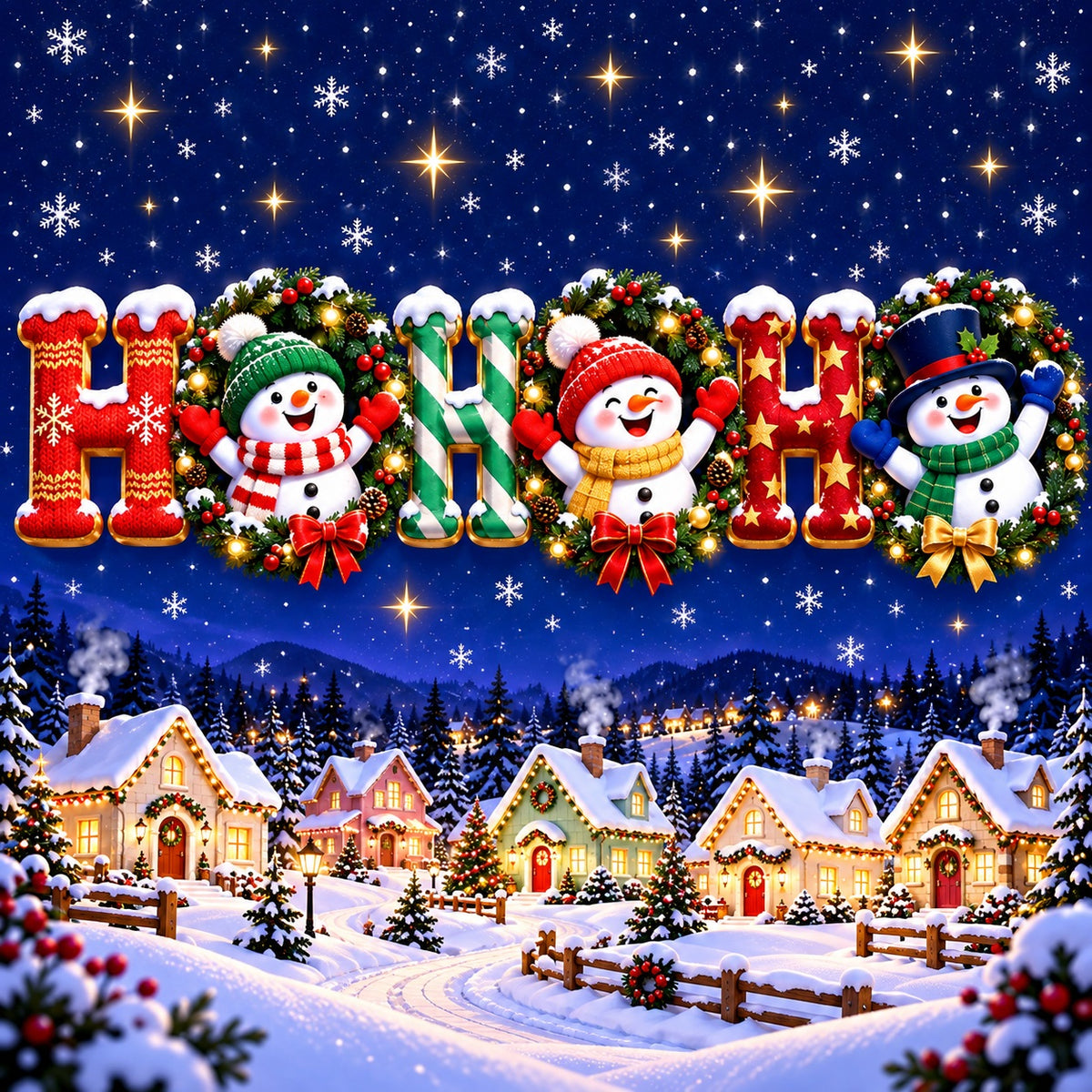 Funny Christmas Garage Door Cover Snowman Greeting Village Christmas Garage Door Decoration HQ610-149-1 Car