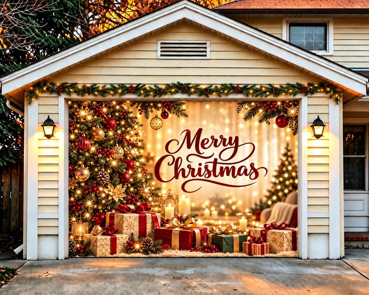 Christmas Present Garage Door Cover Gift Tree Display Christmas Garage Door Decor HQ610-15-1 Car