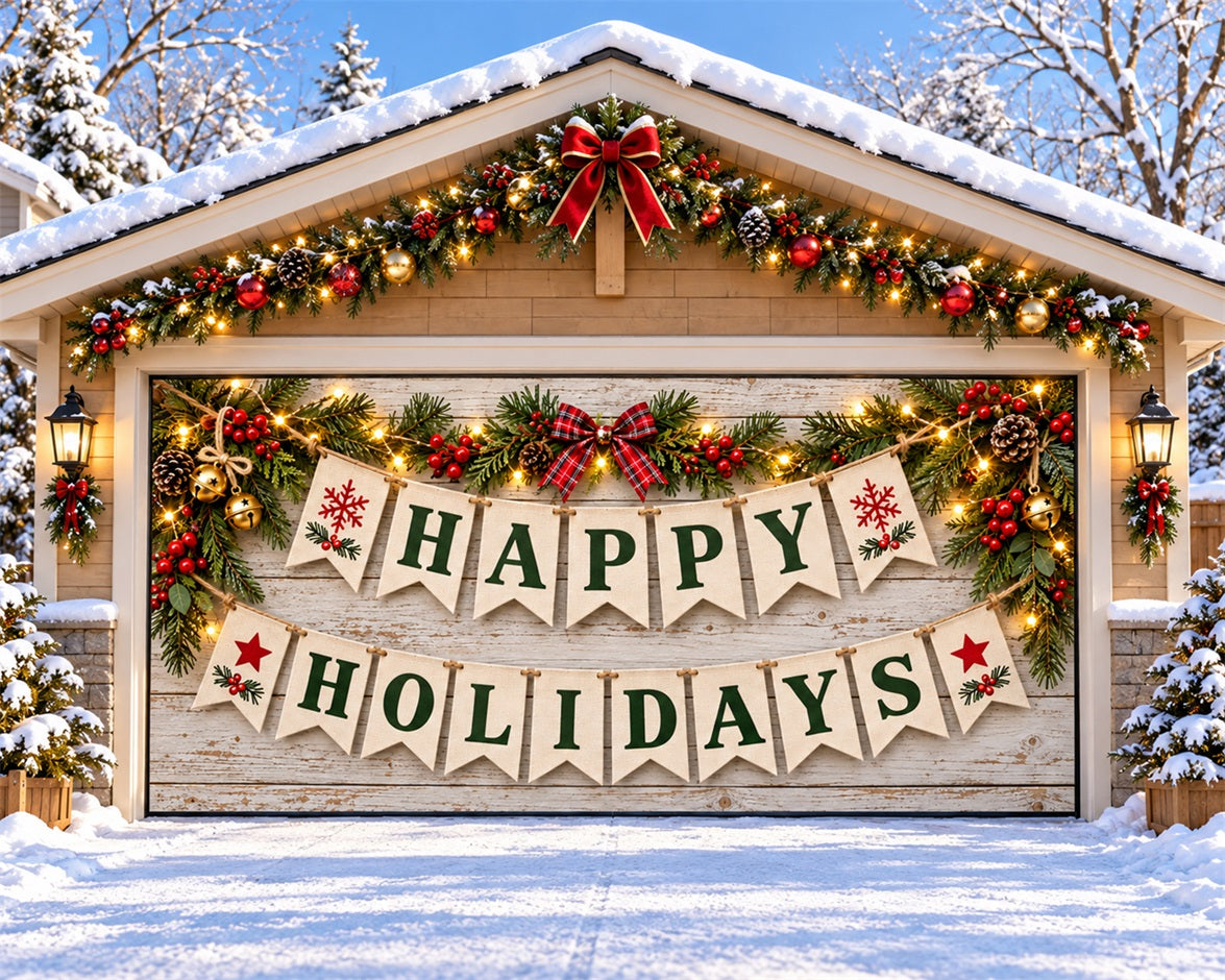 Christmas Party Garage Door Cover Wooden Burlap Holiday Christmas Garage Door Decor HQ610-150-2 Car