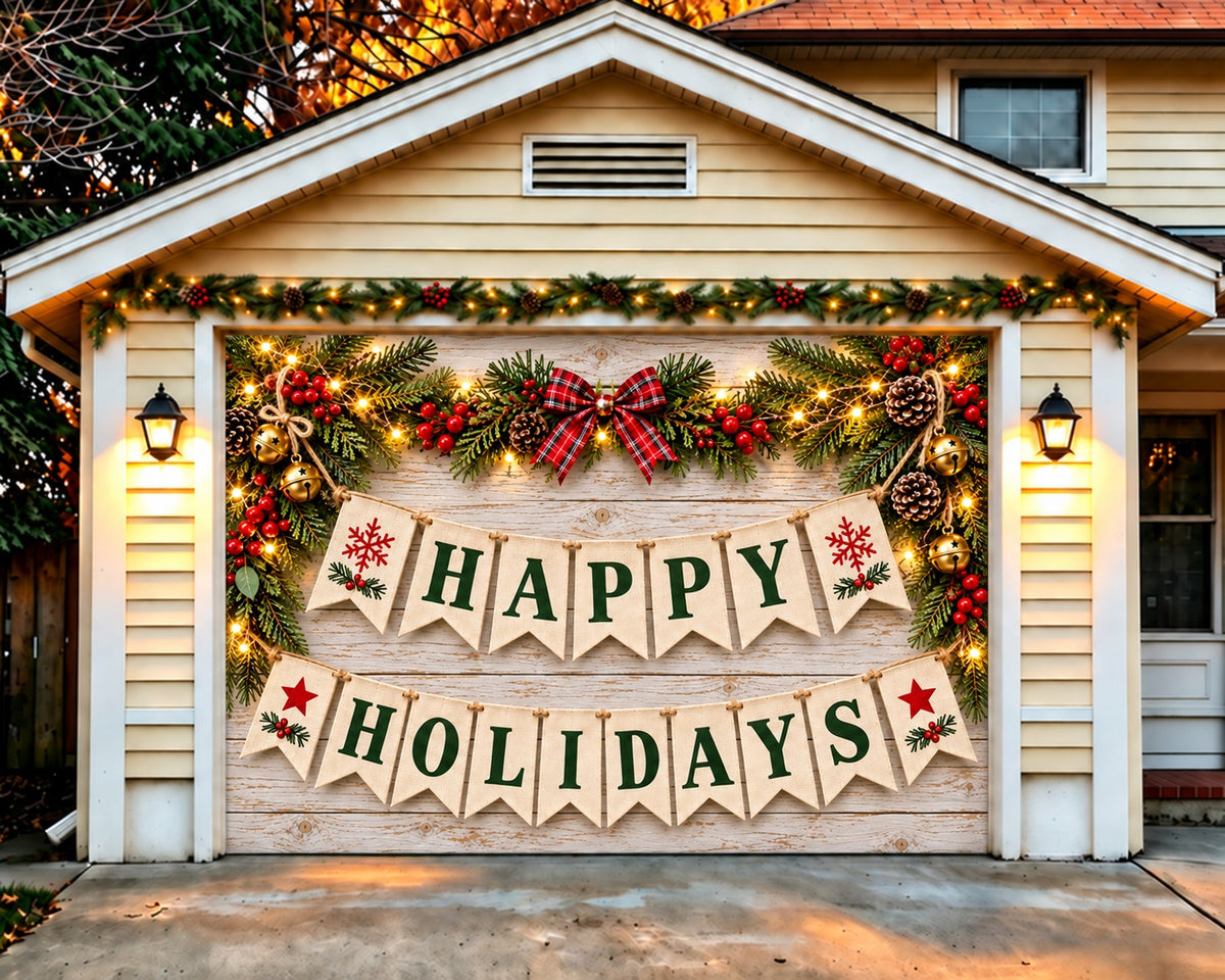 Christmas Party Garage Door Cover Wooden Burlap Holiday Christmas Garage Door Decor HQ610-150-1 Car
