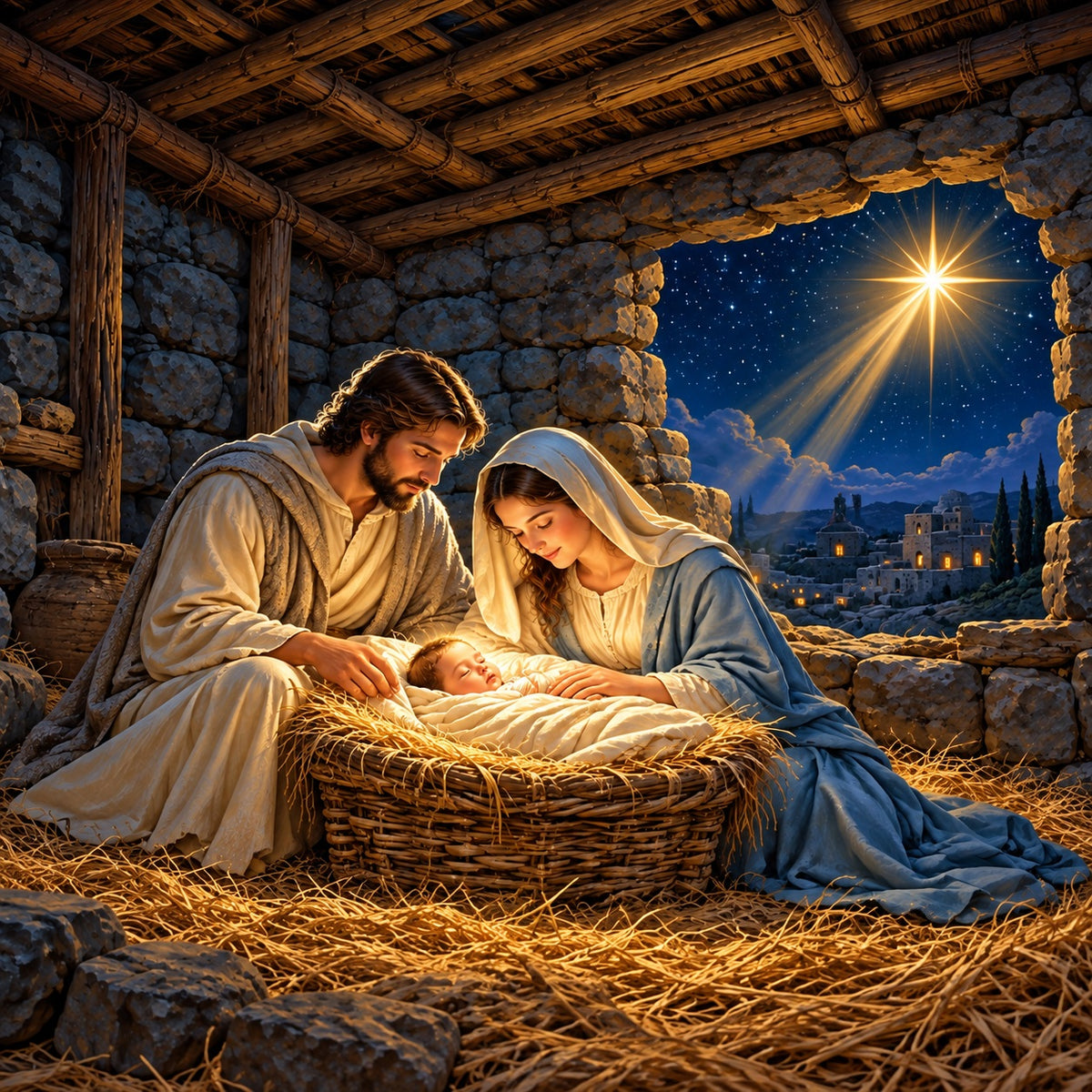 Religious Christmas Garage Door Cover Starry Nativity Manger Outdoor Christmas Garage Door Decoration HQ610-17-1 Car