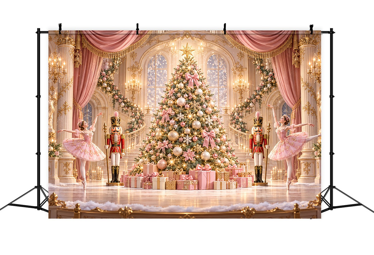 Nutcracker Photo Backdrop Pink Ballet Ballroom Stage Photography Backdrops Christmas HQ610-173