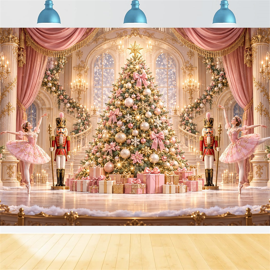 Nutcracker Photo Backdrop Pink Ballet Ballroom Stage Photography Backdrops Christmas HQ610-173