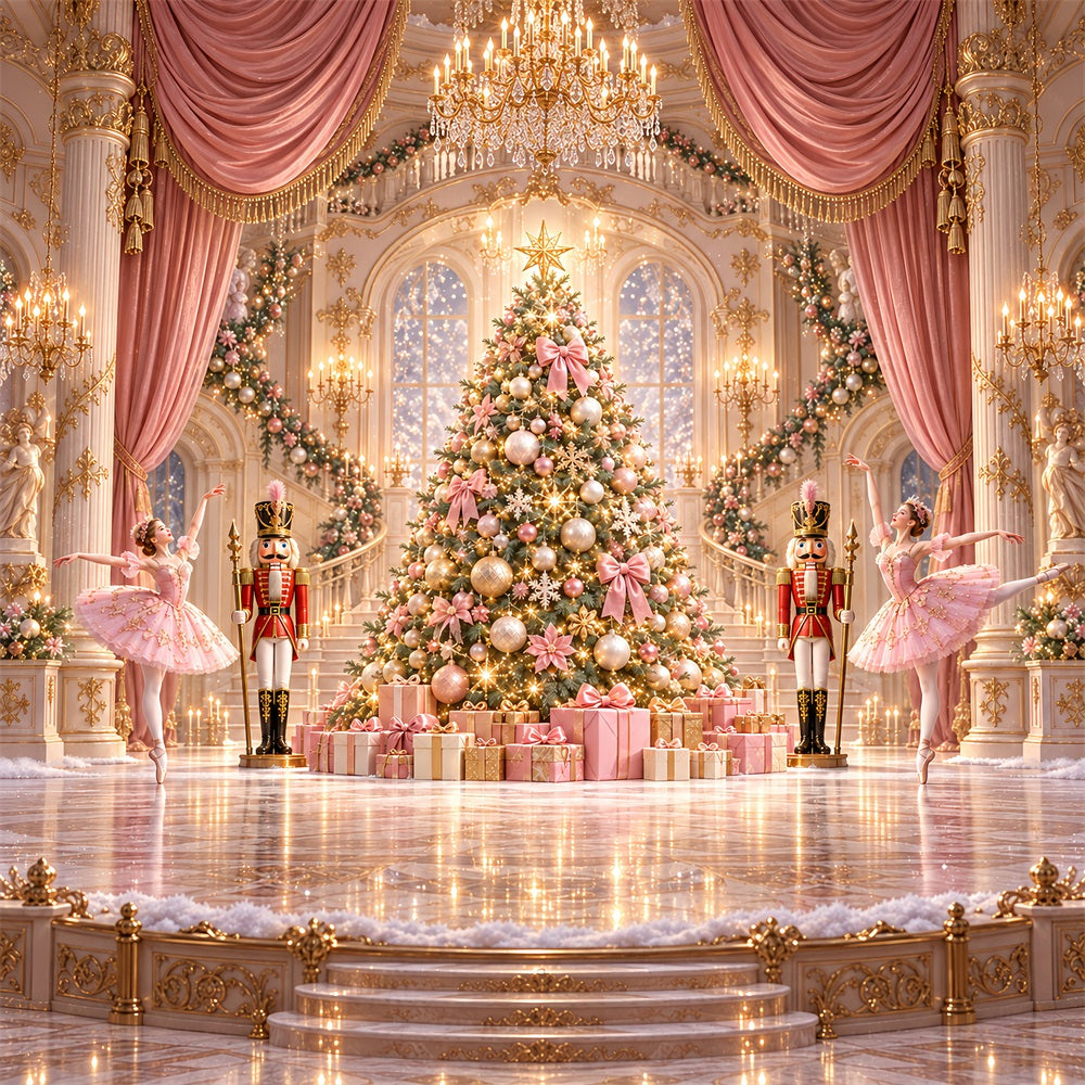 Nutcracker Photo Backdrop Pink Ballet Ballroom Stage Photography Backdrops Christmas HQ610-173