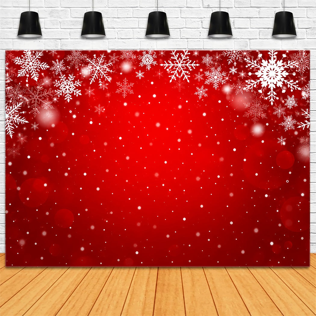 Christmas Backdrop Crimson Snowflake Bokeh Pattern Christmas Scene Photo Backdrops HQ610-178