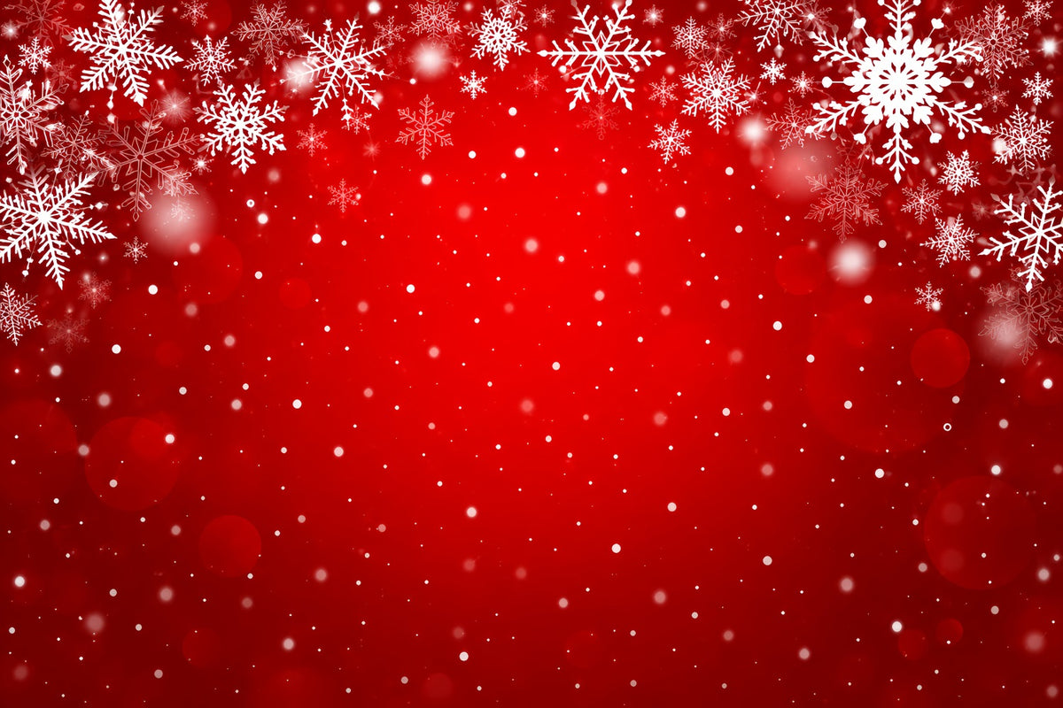Christmas Backdrop Crimson Snowflake Bokeh Pattern Christmas Scene Photo Backdrops HQ610-178
