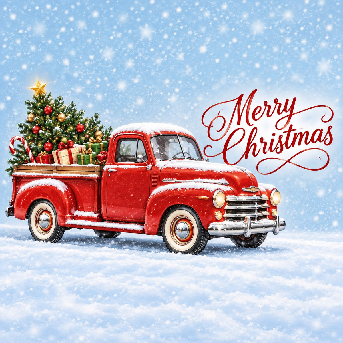 Red Truck Christmas Garage Door Cover Snow Box Tree Christmas Outdoor Garage Door Decor HQ610-20-1 Car