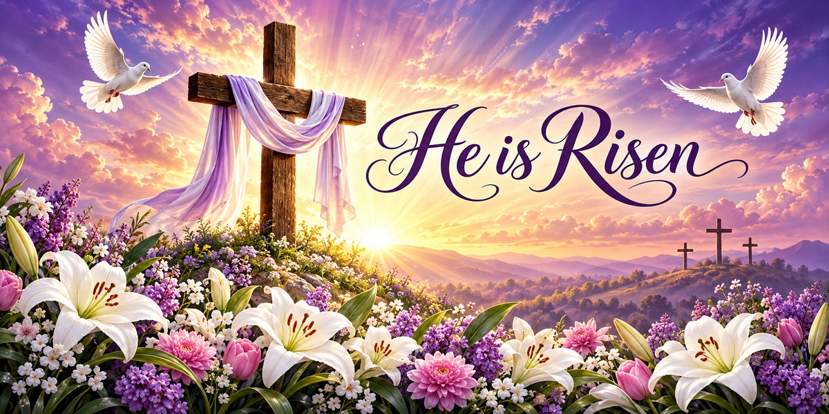 Religious Christmas Garage Door Cover Easter Cross Sunrise Christmas Garage Door Cover HQ610-22-2 Car
