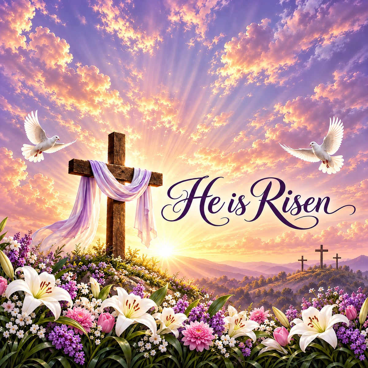 Religious Christmas Garage Door Cover Easter Cross Sunrise Christmas Garage Door Cover HQ610-22-1 Car