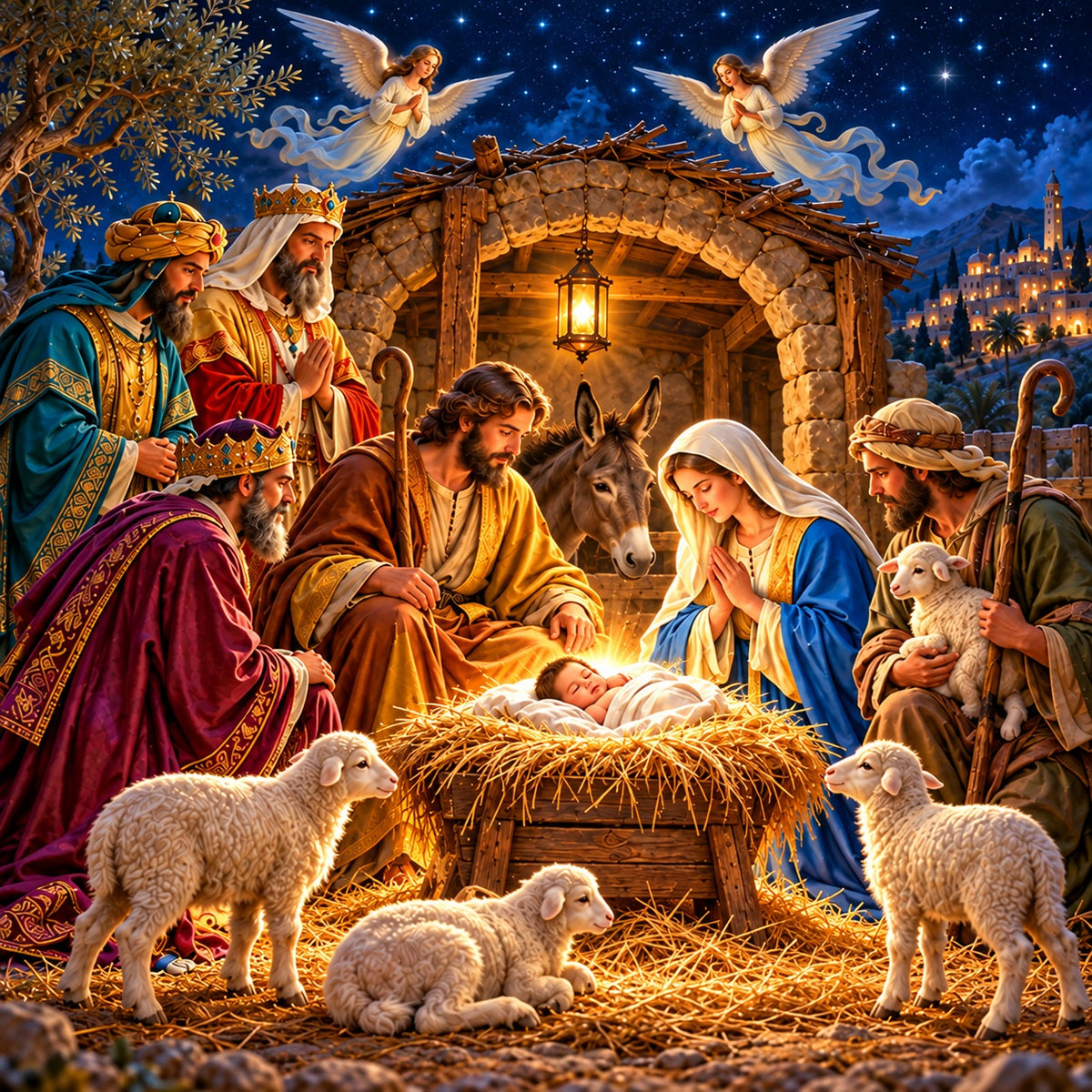 Nativity Christmas Garage Door Cover Starry Three Kings Christmas Garage Door Cover HQ610-28-1 Car